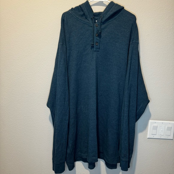 Duluth Trading Co. Men's 3XL Henley Waffle Knit Thermal Long Sleeve Burly Hoodie - Picture 1 of 6